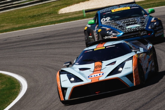 Anthony Mantella leading the Aston Martin in his KTM XBow GT4